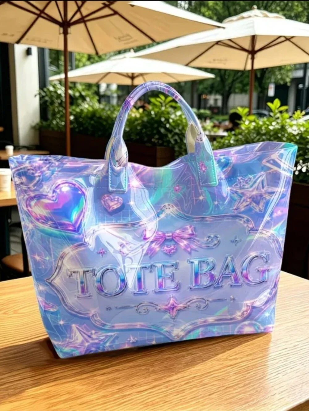 Women Girl Glossy Tote Bag Handbag PVC Large
